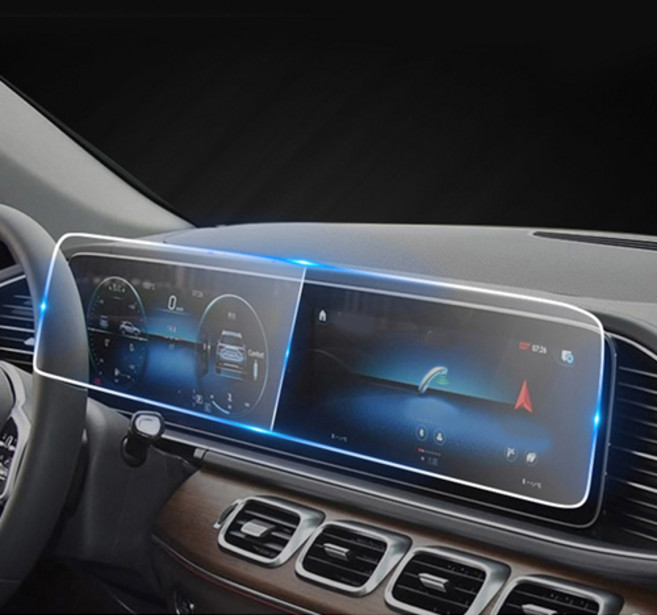 벤츠 GLE 2020~ 내비게이션 강화유리 액정 보호 필름 MB9, 클리어