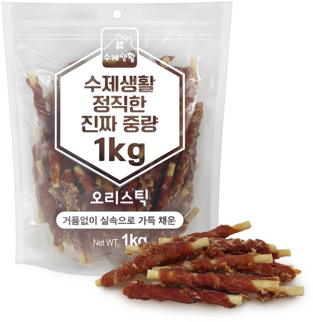 수제생활 정직한 진짜 중량 대용량 강아지간식, 1개, 1kg, 오리스틱