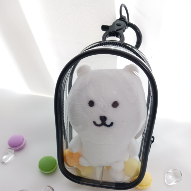 티니숲속 10cm인형 pvc 보관케이스 가방 키링 파우치 솜인형, 1개, 블랙, 4. 반타원형, (6.5cmx10.5cm)