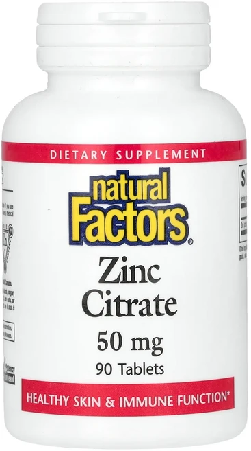 Natural Factors 구연산 아연 50mg 정제 90정, 1개 - 쿠팡