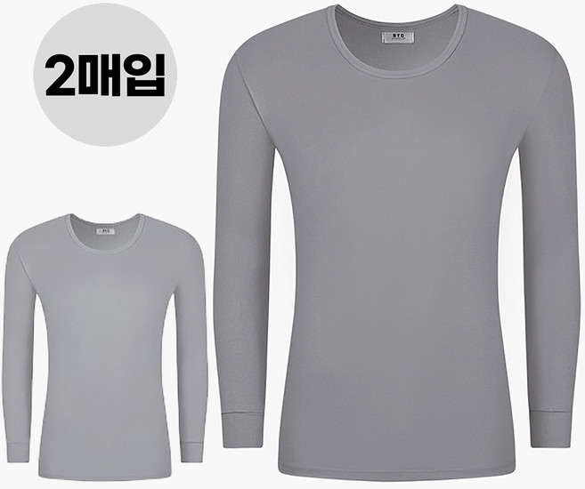 BYC 남자 내복상의 내의상의 웃도리 40수 순면 양면 겨울용 2매 아빠선물