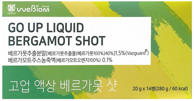위바이옴 [서울대 위바이옴] 고업 액상 베르가못 샷 / BPF 폴리페놀 인지질코팅 흡수에 용이한 지중해 식단, 20g, 14개