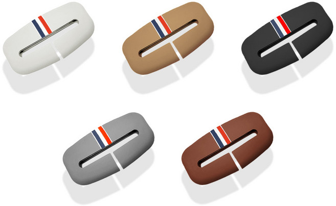 안전벨트클립 실리콘 커버(무지/라인), 1개, 라인-블랙