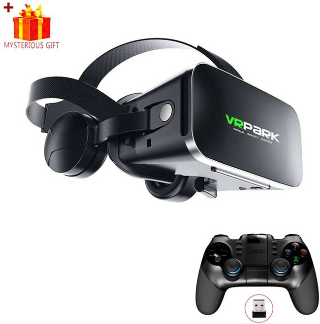 VR 헤드셋 고글 안경 기기 가상 현실 3D 블루투스 장치 스마트폰 헬멧 바이어 헤드폰 핸드폰, 1개, VR and Control B