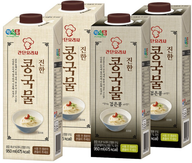 정식품 진한콩국물 950ml 2개+진한콩국물 검은콩 950ml 2개 총 4개