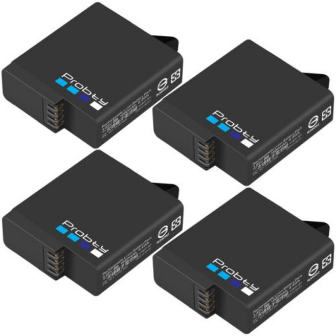 고프로 히어로 7 히어로 6 히어로 5 용 블랙 배터리 및 LED 듀얼 충전기 블랙 카메라 AHDBT501battery, 4 Pcs Battery, 4) 4 Pcs Battery