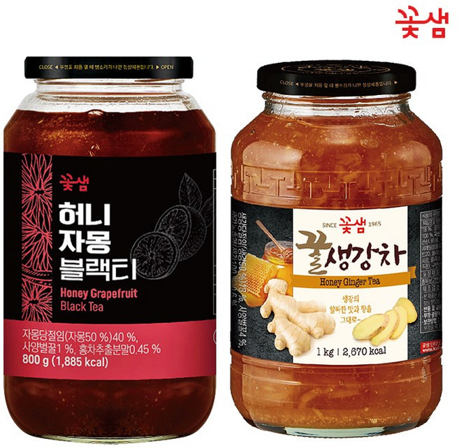 꽃샘 허니자몽블랙티 800g +꿀생강차 1kg, 1개