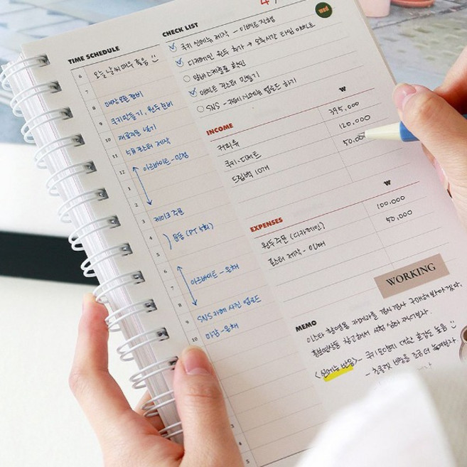 매출 수입 지출 예약 관리 플래너 자영업자 업무용 먼슬리 스케줄러 끌림데이, 핑크