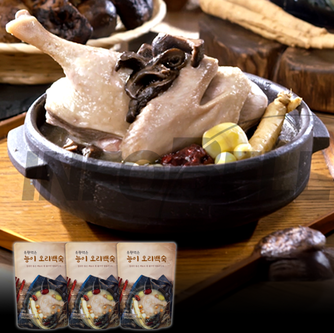 [TV홈쇼핑정품 인포벨]유황먹은 능이 오리 백숙 한방 약재 보양식 건강탕 몸보신 보신용 국내산 삼계탕 오리탕, 3개, 1.2kg