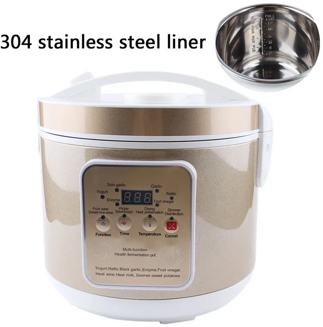 CUKYI 자동 발효 기계 흑마늘 요구르트 쌀 와인 메이커 나토 온도 110 6L, 02 220V