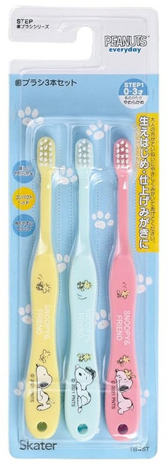 スケーター(Skater) 스케이터 TB4ST-A 칫솔 5.9인치(15cm) 유아용 0-3세 소프트 3피스 플라레일 23 일본 출고 키즈, Snoopy, 1개