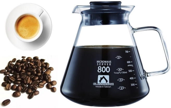 GLASSHOUSE 耐熱玻璃咖啡壺 800ml, 1套