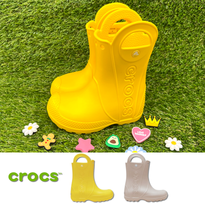 [국내100%정품] 크록스 CROCS 키즈 레인 부츠 장화 핸들잇 유아 방수 신발 스포네틱 악세사리