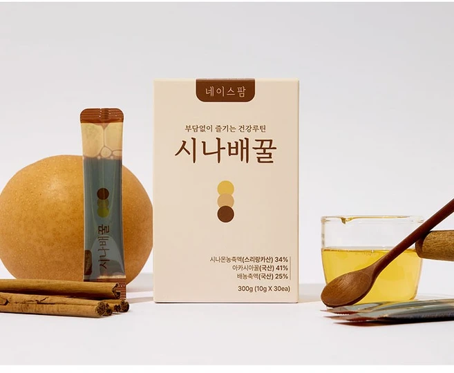네이스팜] 시나배꿀 (데일리 목관리 액상차) (시나몬 배 꿀), 30개, 10ml - 쿠팡