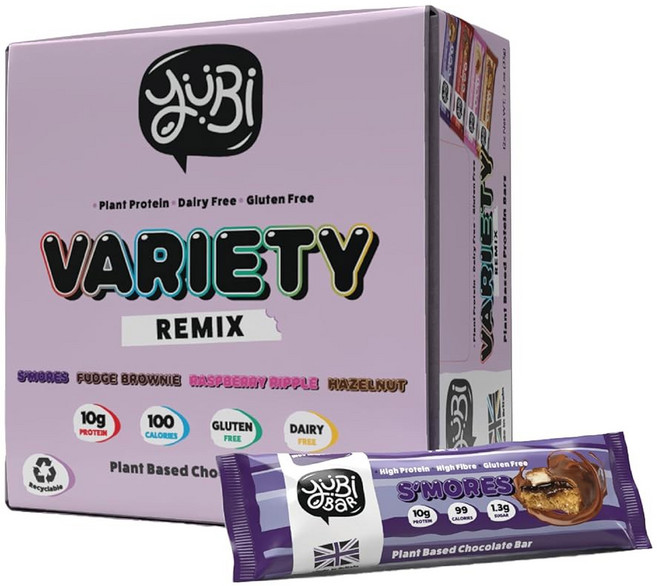 유비 바 - 단백질 100칼로리 10g 고섬유질 저설탕 글루텐 프리 및 유제품, YuBi Mix, 12 Pack