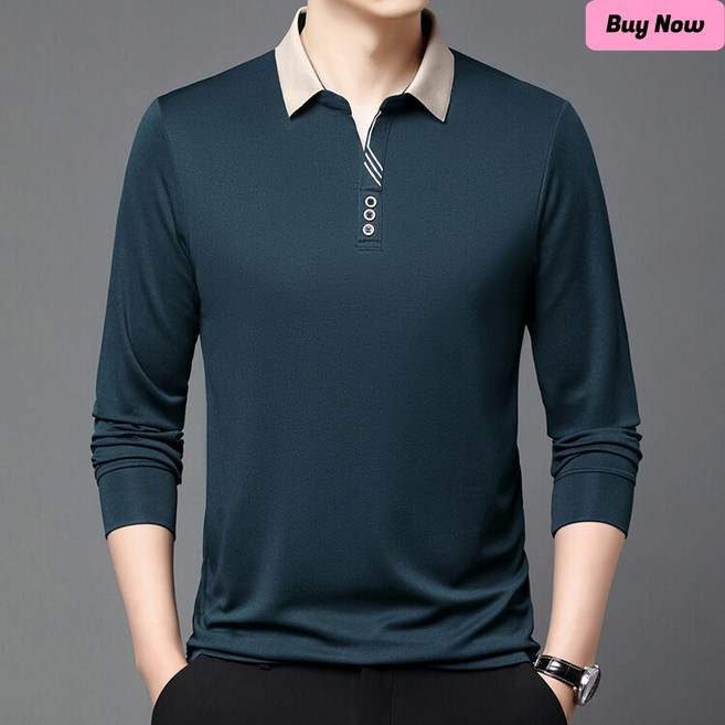 라부라카 가을 중년 남자 폴로 셔츠 긴팔 상의 패션 아빠룩 티셔츠 캐주얼 루즈핏 긴팔 이너 티셔츠 남성 골프웨어