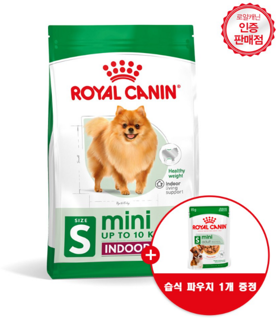 로얄캐닌 강아지사료 미니 인도어 어덜트 건식 3kg 소화기능도움 +사은품 습식파우치1개 증정, 1개, 3g, 닭+쌀