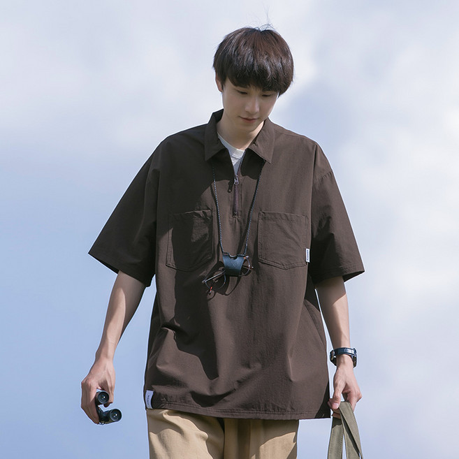 Komorebi 남자 셔츠 여름 반팔티 오버핏 티셔츠