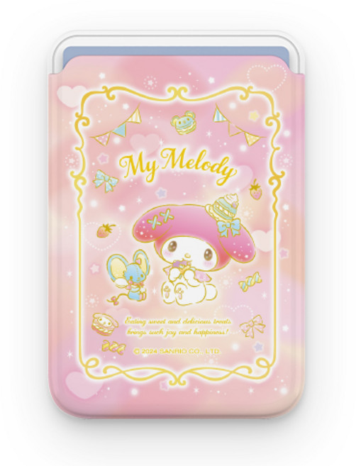 (정품)산리오 티타임 마그네틱 슬라이드 카드 2장 수납 지갑(맥세이프 호환), 티타임_마이멜로디, 1개