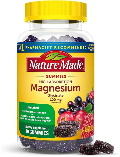 네이처메이드 마그네슘 100mg 구미 믹스베리 Nature Made High Absorption Magnesium Glycinate, 5개, 40정 - 쿠팡