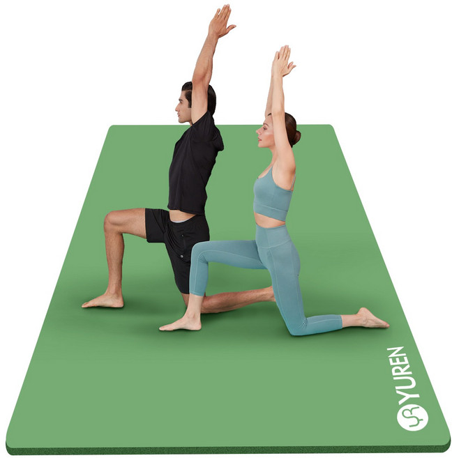 유렌 초대형 홈트매트 20mm 2인용 130x200cm 두꺼운 요가매트 NBR 운동매트, 그린, 1개