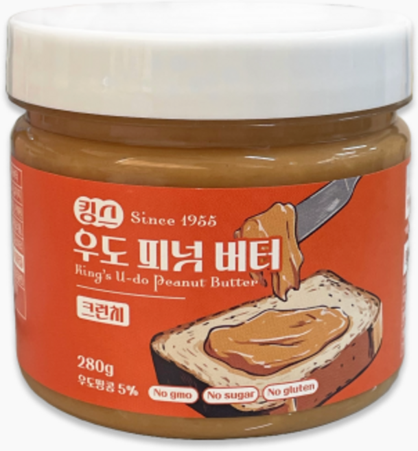 킹스 우도 피넛 버터 크런치, 1개, 280g