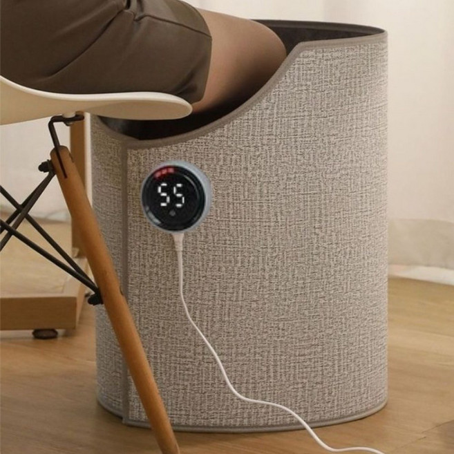 사무실 원통형 발난로 파티션히터 발난로 히터 전기난로 6단계 온도조절(디스플레이 디자인 온도/시간을 더욱 잘 제어할 수 있음), 유럽 규격, 회색