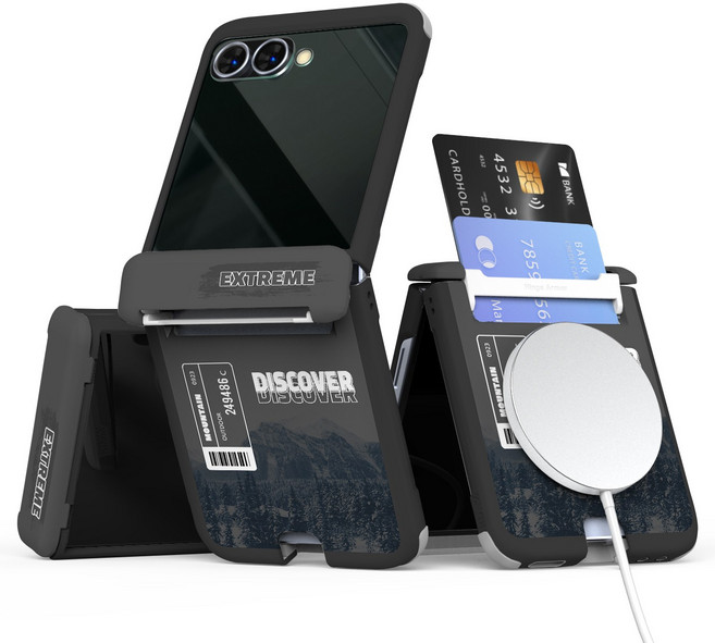 이디즌 갤럭시 Z플립 케이스 힌지보호 카드 수납 맥세이프 지원 자석 내장 충격방지 범퍼 일러스트 힌지아머 플립 7 6 5