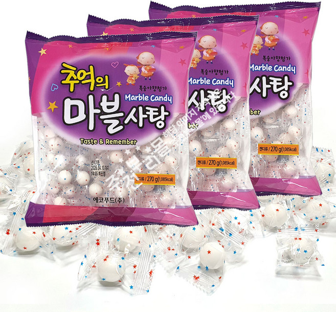 옛날사탕 돌사탕 추억의 마블캔디(270g) x 3봉+밀크츄 2개, 810g, 1세트