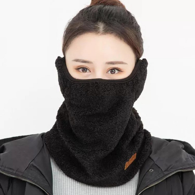 남녀공용 멀티워머 기모 귀마개 마스크 넥워머, 블랙, 1개