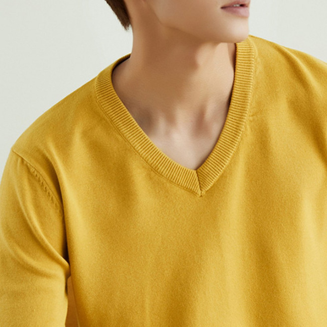 에리페 남성용 베이직 라인 클린 V넥 긴팔 니트