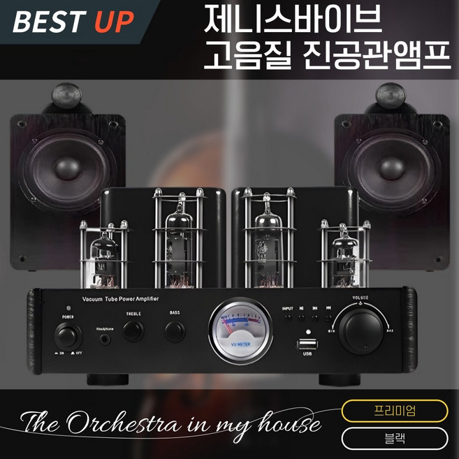 제니스바이브 무손실 진공관앰프 하이파이 블루투스 5.0 고출력 스피커 무선 리모컨 풀세트, C 제바 프리미엄 블랙