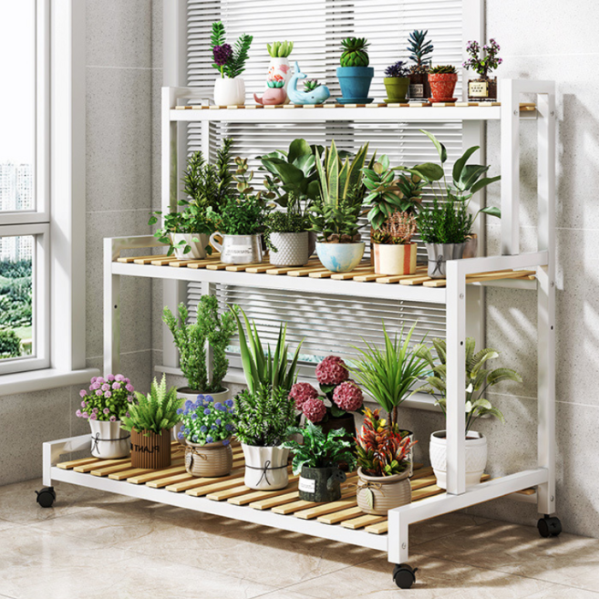 해피조슈아 거실 화분선반 화분 선반대 진열대 화분 받침대, 3단, 화이트