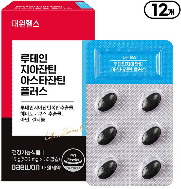 [본사직영] 대원제약 대원헬스 루테인 지아잔틴 아스타잔틴 플러스 눈건강 토탈케어, 12개, 30정