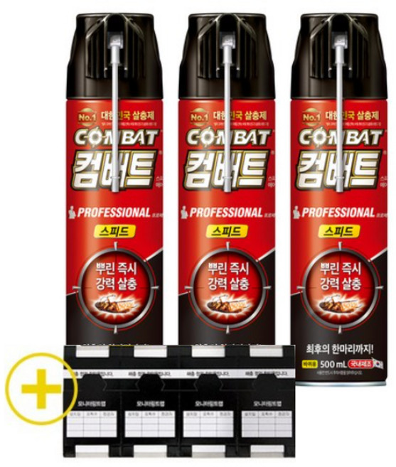 컴배트 스피드 에어졸 3개 + 바퀴트랩 1장, 500ml