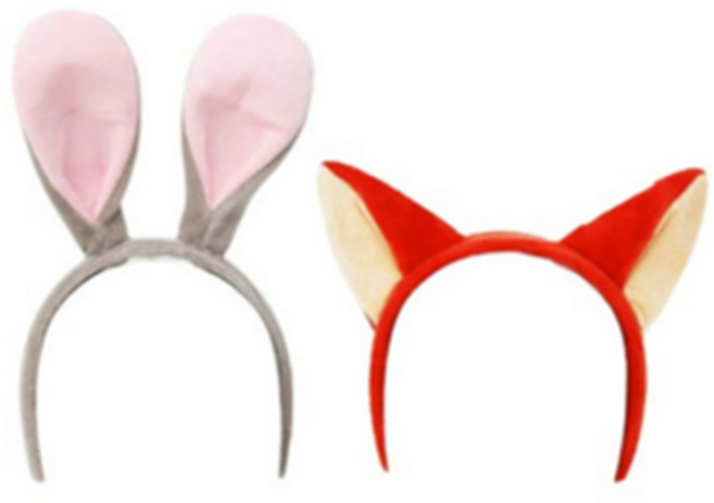 팡파레팡팡 인형 머리띠 파티 소품 동물 놀이공원 인생네컷, 1개, 닉 주디 세트머리띠