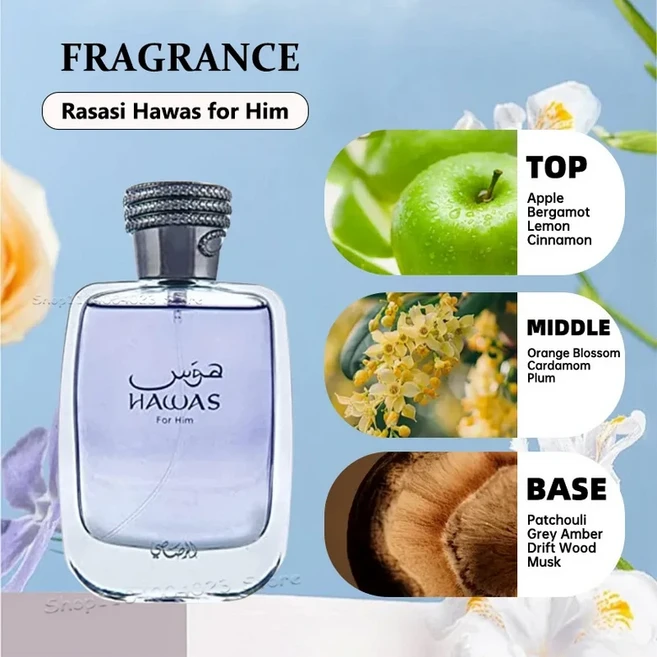 100ML 라사시 하와스 남성용 오 드 퍼퓸 페로몬 뚜왈렛 지속되는 매력적인 자력 & 강화된