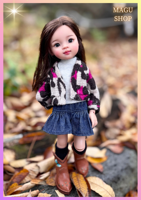 파올라레이나32cm USD26cm 도리스돌30cm ( 레오파드퍼플 니트롱가디건) bjd 구체관절 인형옷 <완제품>, 1개, 도리스돌 30cm