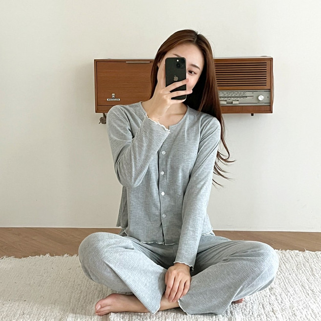 엘라운지 사계절 앙상블 캡내장 파자마 세트