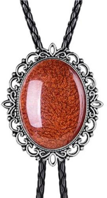 타이슬링 루프 볼로 타이 넥타이 천연석 스콜피온 인도 카우보이 웨스턴 카우걸 가죽 로프 아연 합금