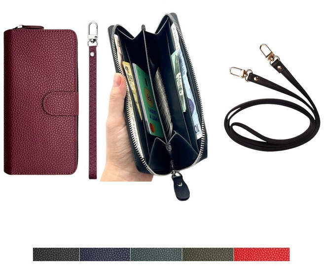 갤럭시 점프3 케이스 SM-M446K (뉴뉴) 가죽 샤롯트 2IN1 (손목 스트랩 + 심플롱 목걸이줄) 카드 지폐 수납 포켓 지갑