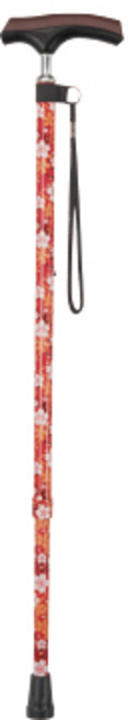 마키테크코리아 슬림넥 플라워 조절식 어르신 부모님 지팡이, 플라워레드, 1개