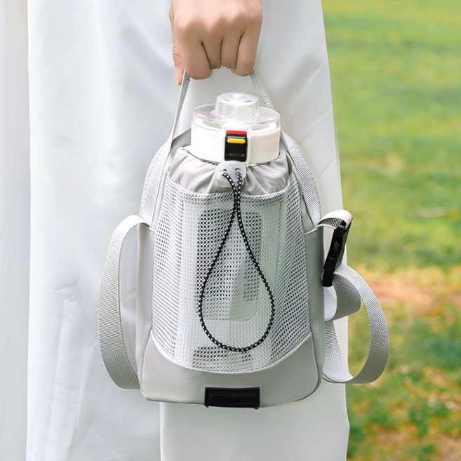 해피투리 텀블러 물병 테이크아웃 커피 파우치 가방 스트랩, 1개, 블랙