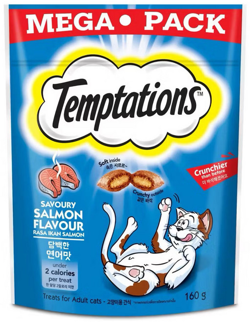 Temptations 貓咪零食, 160g, 1個, 開胃甜鮭