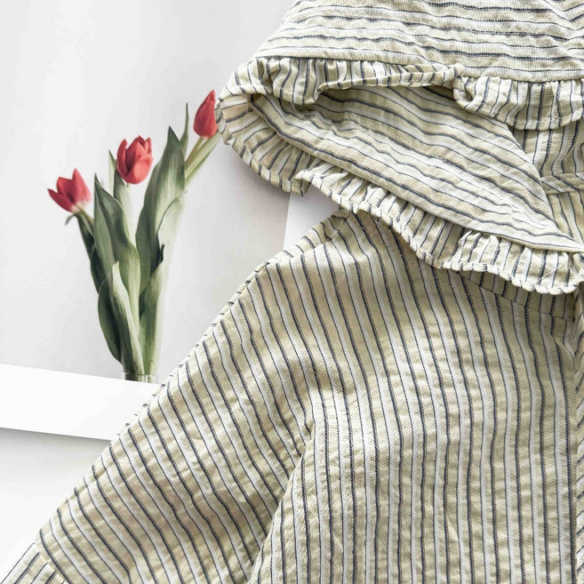 撞色條紋連帽抽繩襯衫