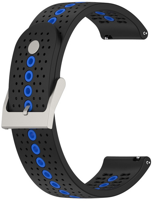 Garmin Forerunner 245/245 Music 專用 20mm 運動透氣矽膠錶帶, 黑藍, 1個