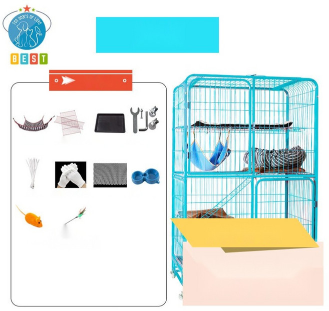 애견호텔장 고양이 철장 캔넬 철제 케이지 보호장 캣타워 강아지 하우스 빌라, 3층, 1개