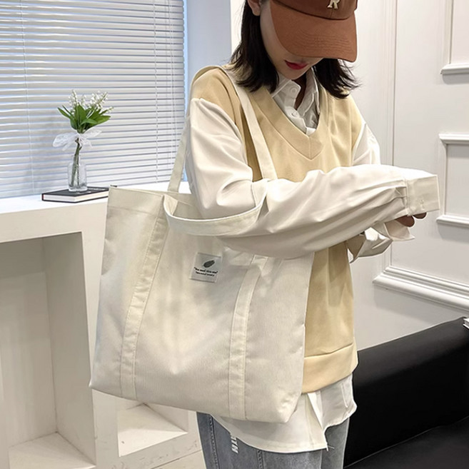 올리원 데일리 여성 캔버스 에코백 대형 코듀로이 숄더백