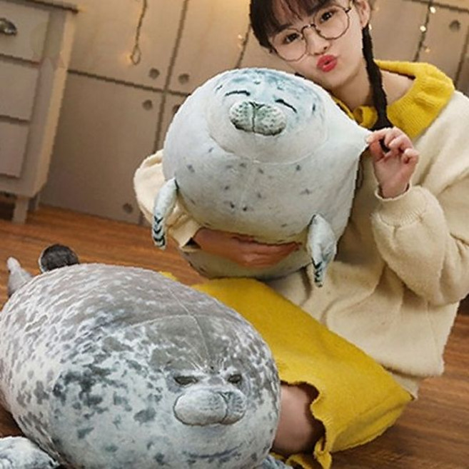 쫀득모찌 하프물범 대형 60cm 애착인형 물범 물개인형 바디필로우 바다표범 캐릭터 쿠션 쓸데없는선물 쓸모없는선물 베개, 회색물범 40cm