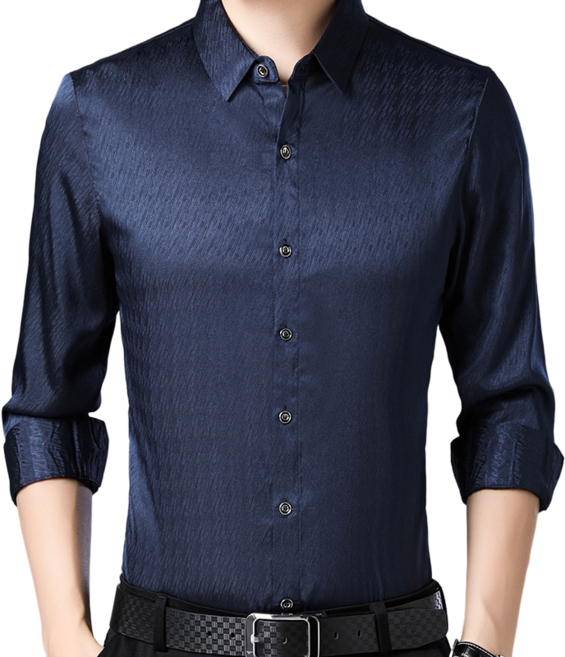 남자 댄스복 긴팔 실크 매끄러운 고급스러운 새틴 셔츠 A26662